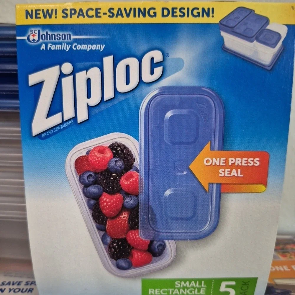 Ziploc One Press Seal Small Rectangle Container - 5 Ct